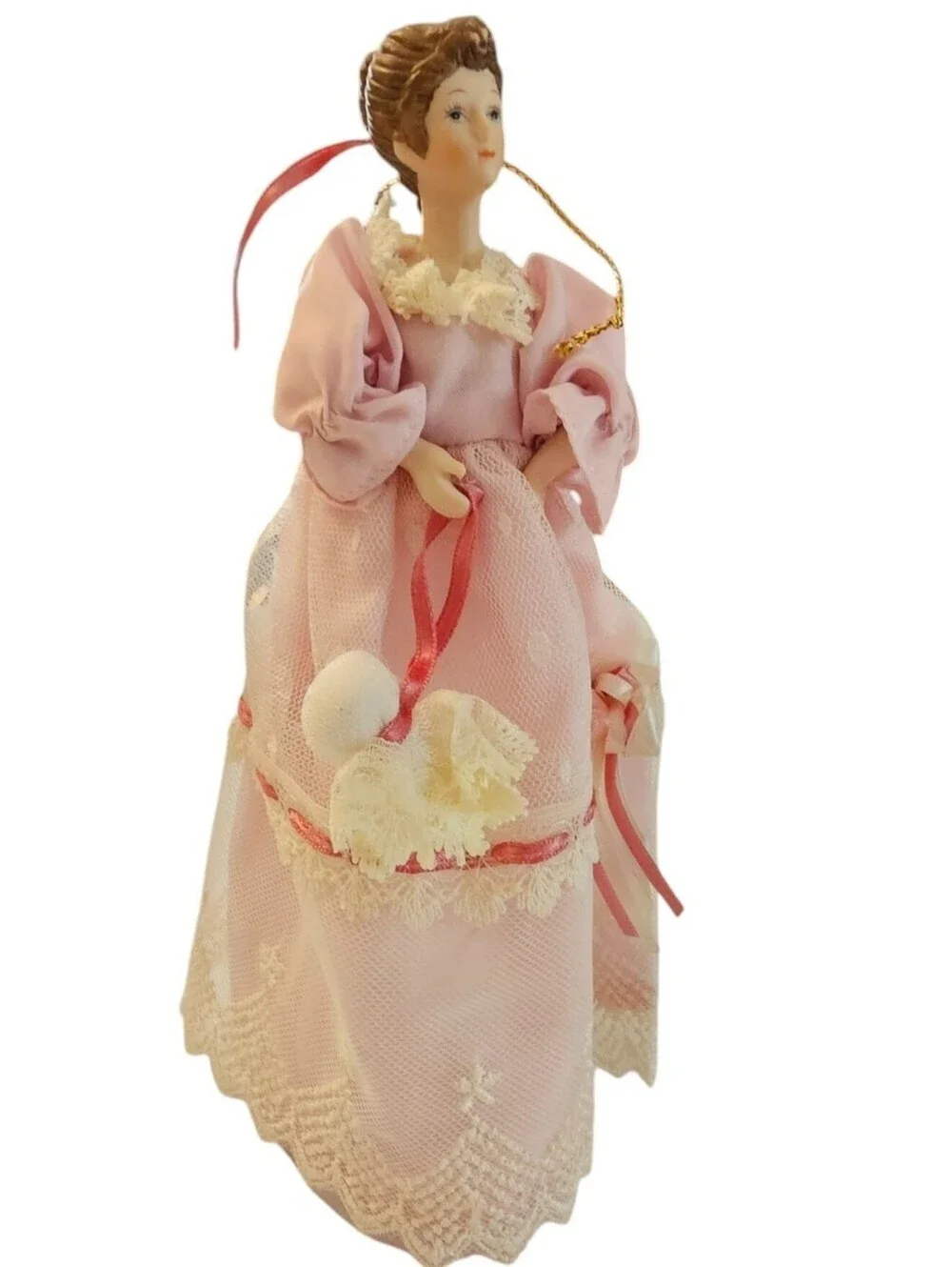 Vintage Christmas Tree Topper Angel Light Pink Porcelain Victorian